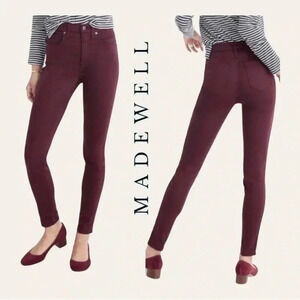 Madewell HI RISE SKINNY SKINNY DENIM JEANS BURGUNDY IN COLOR‎ SIZE 26